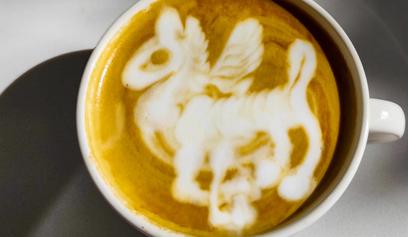 Arte latte con el simbolo de Cignus